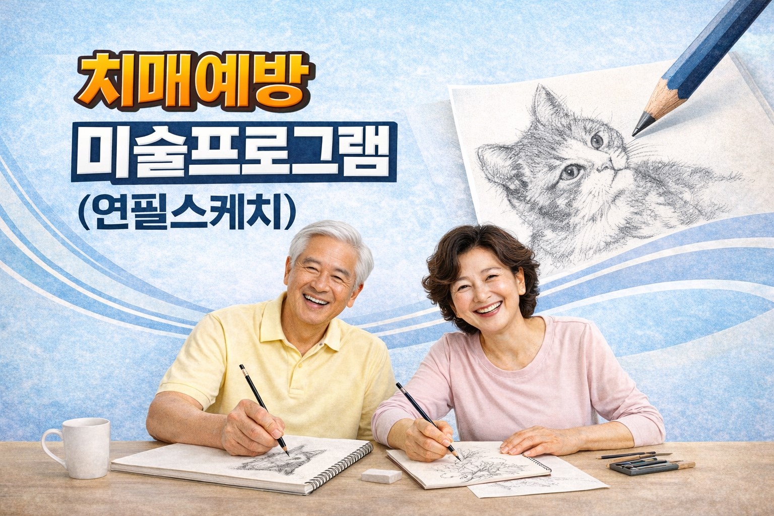 치매예방 미술프로그램(연필스케치)